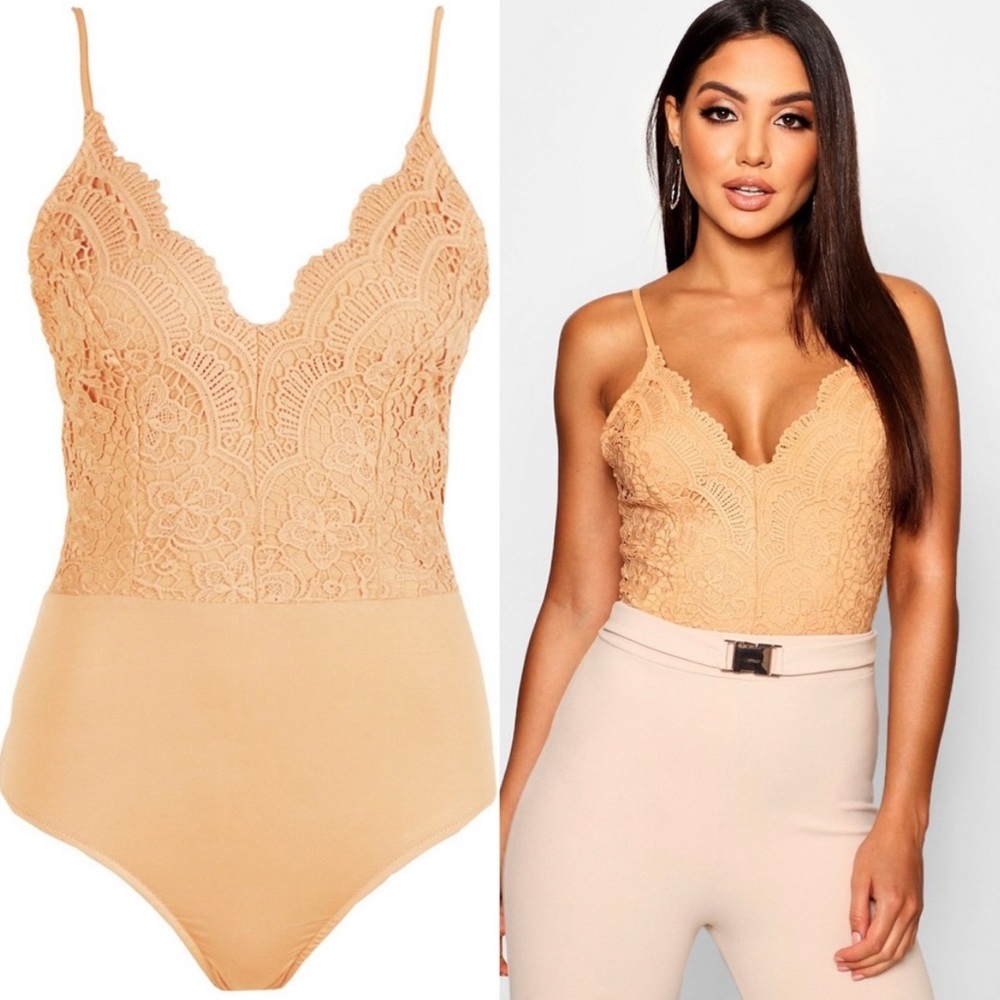 Tan BooHoo bodysuit